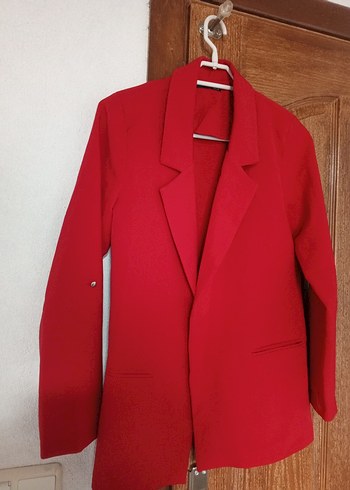 Kırmızı Düğmeli Kadın Blazer Ceket - Görsel 2