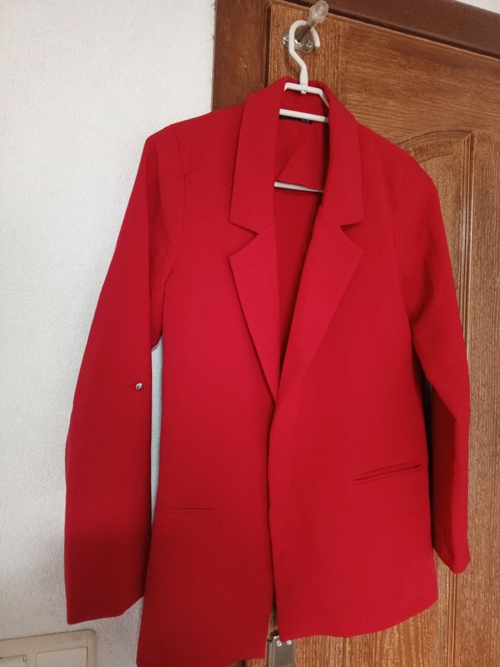 Kırmızı Düğmeli Kadın Blazer Ceket - Görsel 2