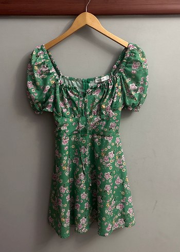 Yeşil Çiçekli Bohem Midi Elbise - Görsel 6