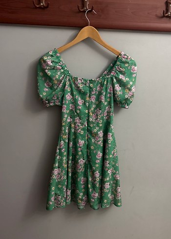 Yeşil Çiçekli Bohem Midi Elbise - Görsel 4