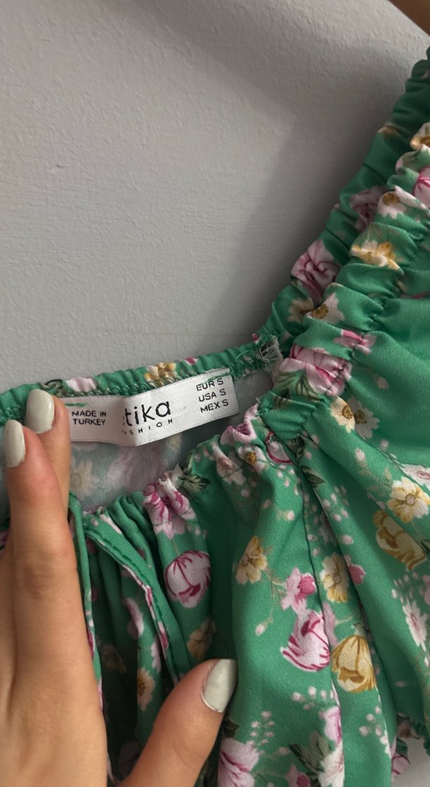 Yeşil Çiçekli Bohem Midi Elbise - Görsel 3