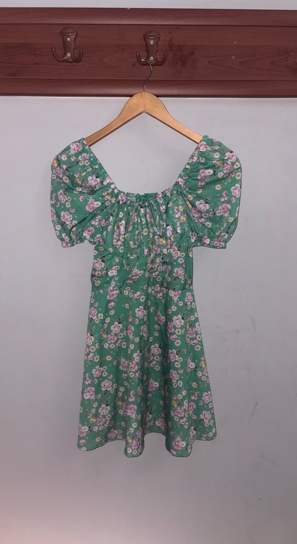 Yeşil Çiçekli Bohem Midi Elbise - Görsel 2