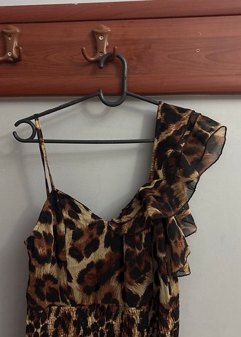 Leopar Desenli Fırfırlı Mini Elbise - Görsel 5