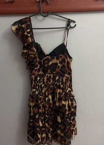 Leopar Desenli Fırfırlı Mini Elbise - Görsel 4