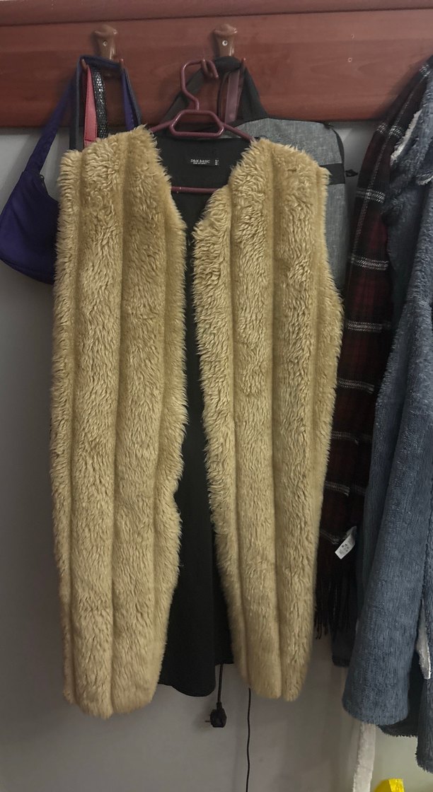 Kahverengi Kadın Kürklü Midi Yelek - Görsel 2