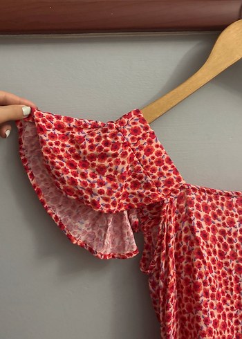 Kadın Kırmızı Midi Renkli Salaş Elbise - Görsel 2