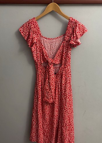 Kadın Kırmızı Midi Renkli Salaş Elbise - Görsel 3