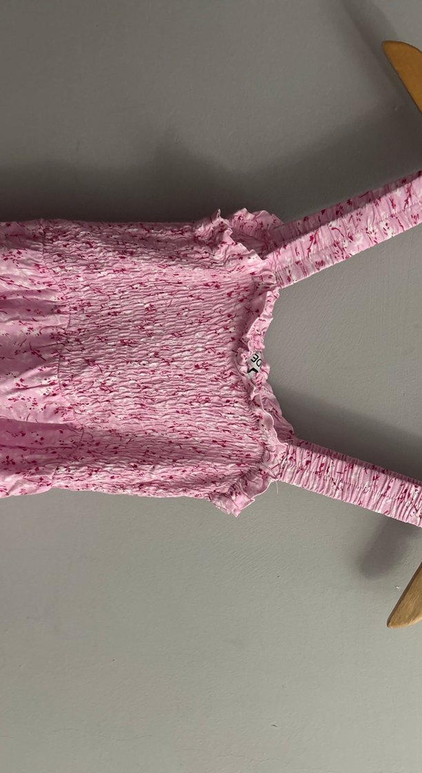 Pembe Dantel Detaylı Uzun Askılı Elbise - Görsel 4