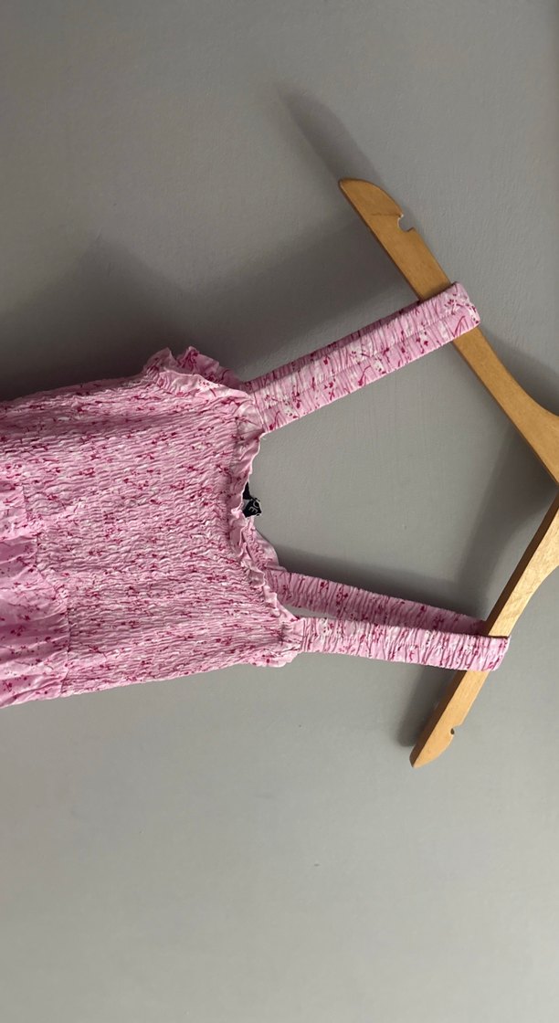 Pembe Dantel Detaylı Uzun Askılı Elbise - Görsel 2