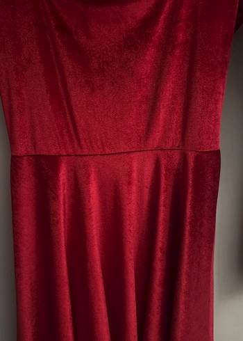 Bordo Uzun Kollu Süet Midi Elbise - Görsel 3