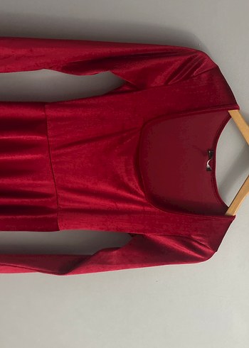 Bordo Uzun Kollu Süet Midi Elbise - Görsel 2