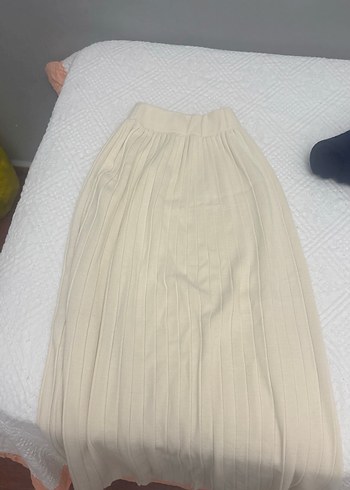 Nakışlı Örgü Beyaz Uzun Keten Elbise - Görsel 3