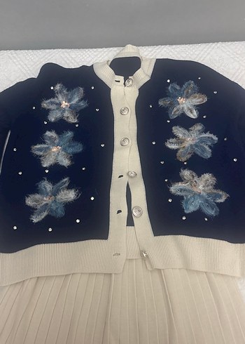 Nakışlı Örgü Beyaz Uzun Keten Elbise - Görsel 2