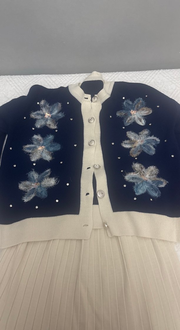 Nakışlı Örgü Beyaz Uzun Keten Elbise - Görsel 2