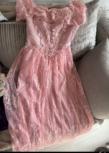 Vintage Fransız Dantelli Prenses Elbise - Görsel 3