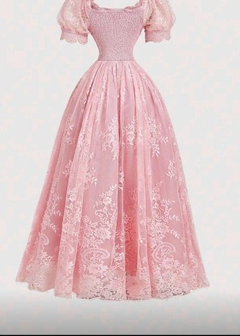 Vintage Fransız Dantelli Prenses Elbise - Görsel 2