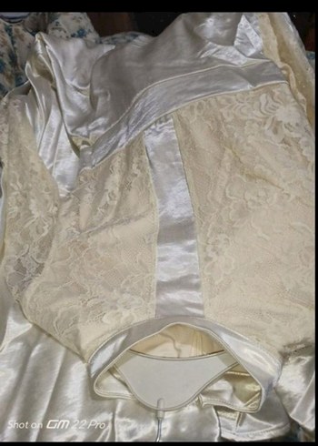 Uzun Kollu Beyaz Vintage A Kesim Tesettürlü Özel Gün Elbisesi - Görsel 4