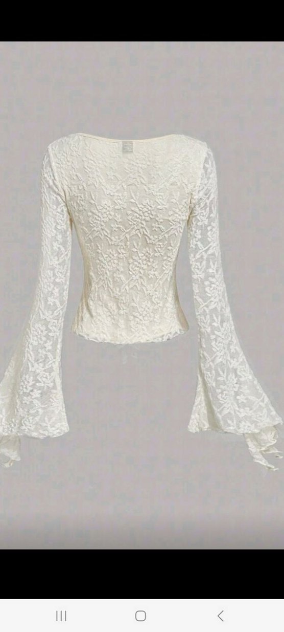 Dantel Detaylı Beyaz Kadın Bluz - Görsel 2