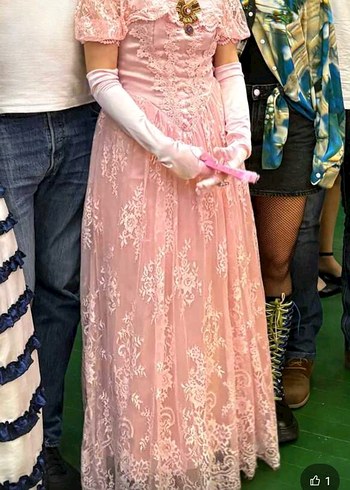 Vintage Fransız Dantelli Uzun Prenses Elbisesi - Görsel 4