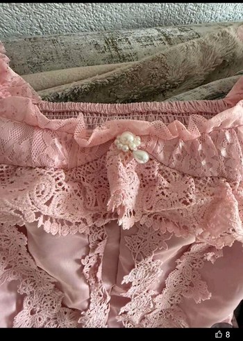 Vintage Fransız Dantelli Uzun Prenses Elbisesi - Görsel 9