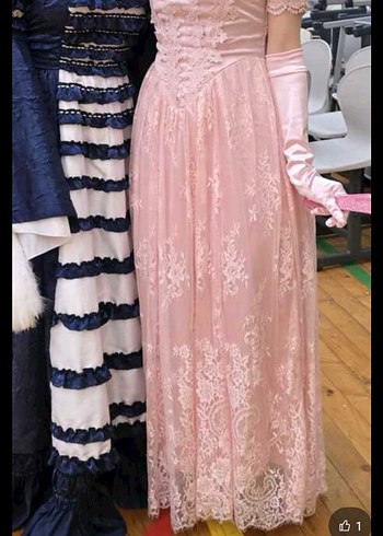 Vintage Fransız Dantelli Uzun Prenses Elbisesi - Görsel 5