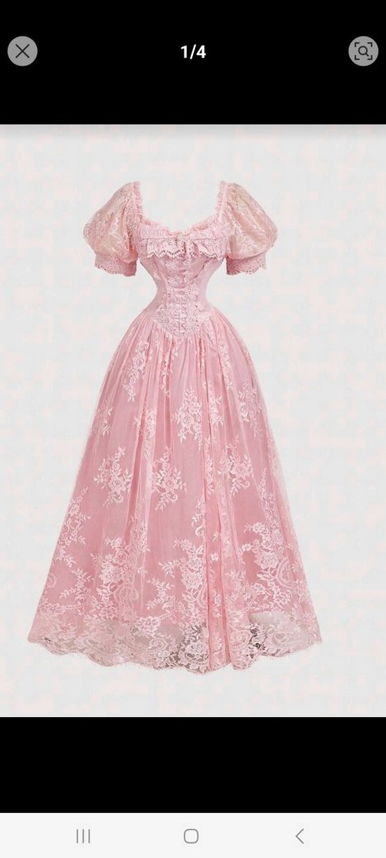 Vintage Fransız Dantelli Uzun Prenses Elbisesi - Görsel 3