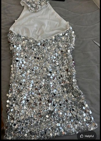 Gri Payetli Mini Abiye Elbise - Görsel 5