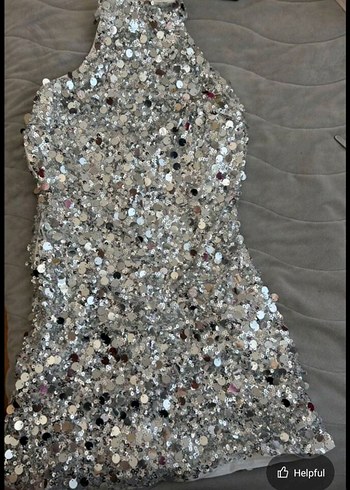 Gri Payetli Mini Abiye Elbise - Görsel 4