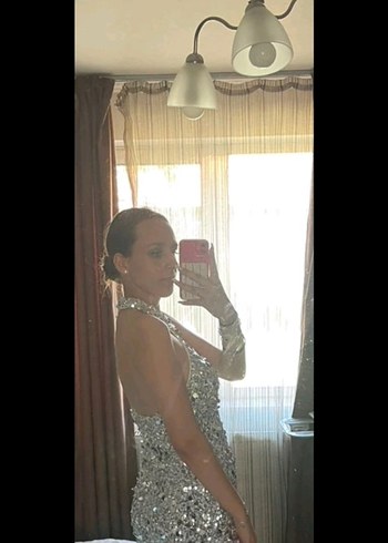 Gri Payetli Mini Abiye Elbise - Görsel 7