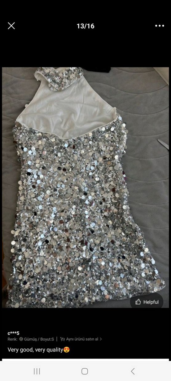 Gri Payetli Mini Abiye Elbise - Görsel 5