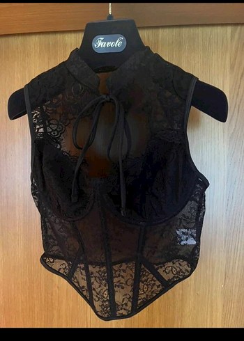 Dantelli Siyah V Yaka Fitted Bustiyer - Görsel 7