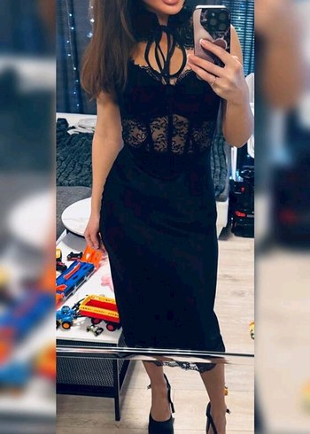 Dantelli Siyah V Yaka Fitted Bustiyer - Görsel 6