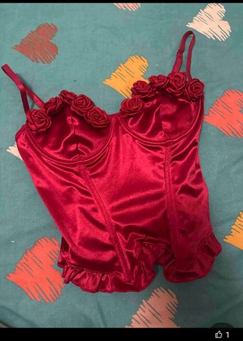 Kırmızı Gotik Straplez Büstiyer - Görsel 3