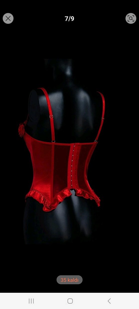 Kırmızı Gotik Straplez Büstiyer - Görsel 2