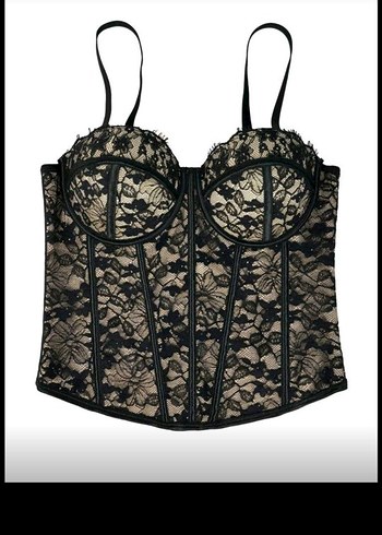 Dantel Detaylı Siyah Deri Straplez Büstiyer - Görsel 5