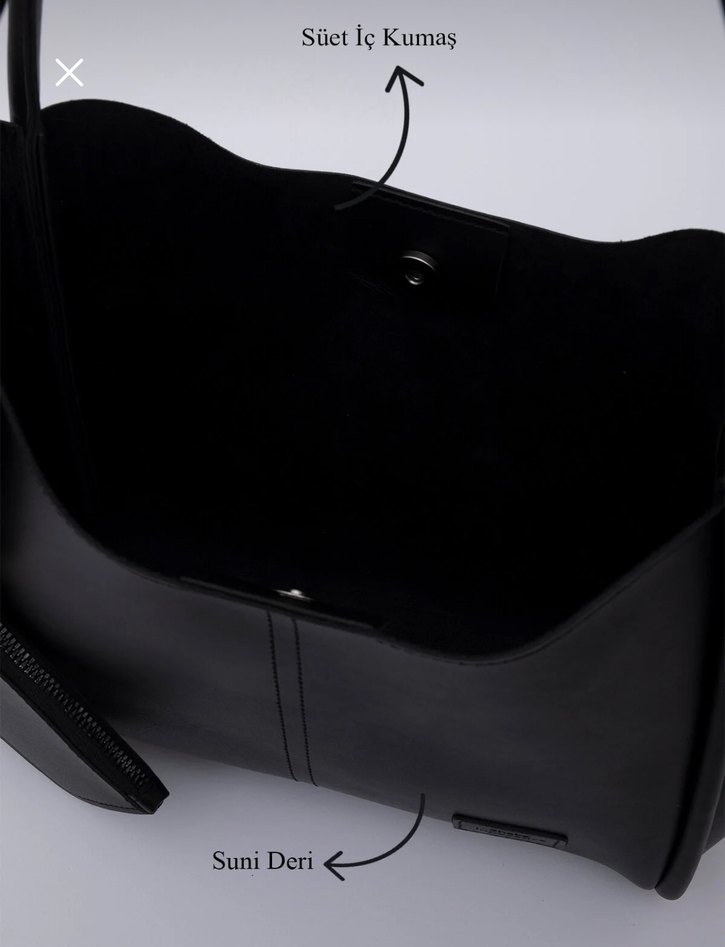 Siyah Deri Çanta - Görsel 4
