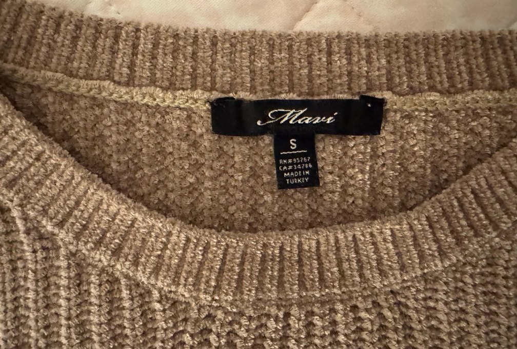 Bej Şönil Crop Kazak - Görsel 2