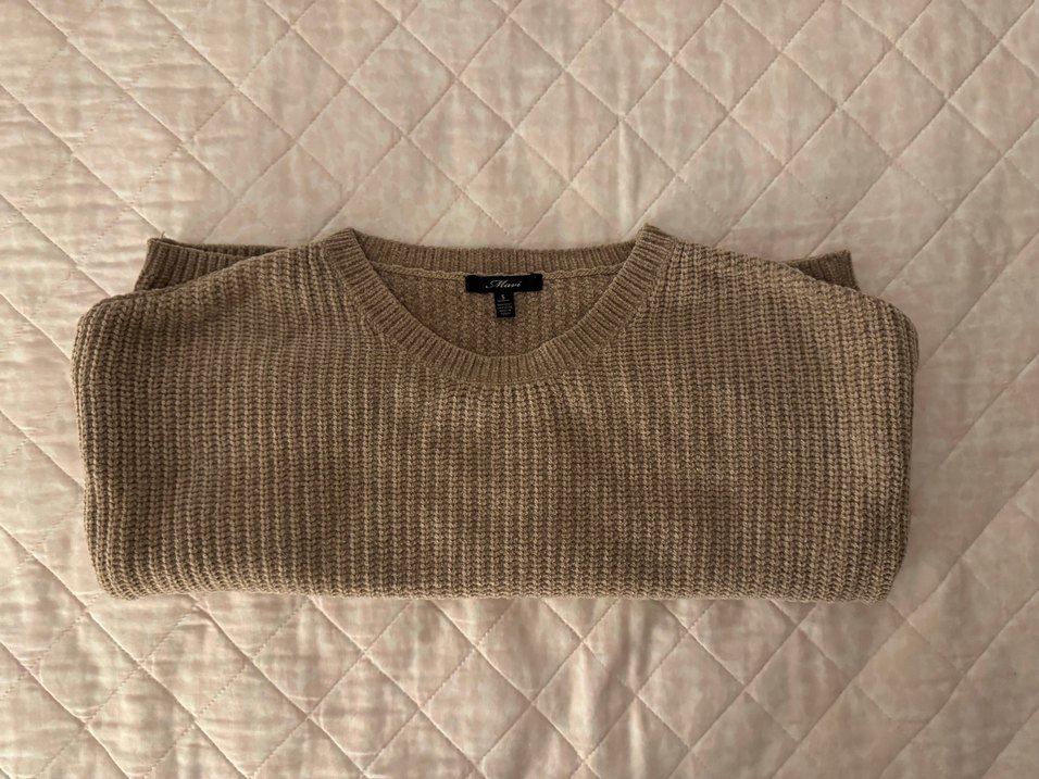 Bej Şönil Crop Kazak - Görsel 3