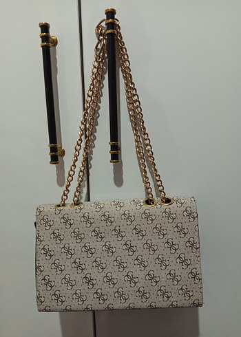 Zincir Detaylı bej Yılan Desenli Kadın Çanta - Görsel 2