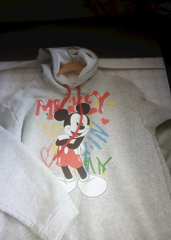 Gri Mickey Baskılı Sweatshirt - Görsel 2
