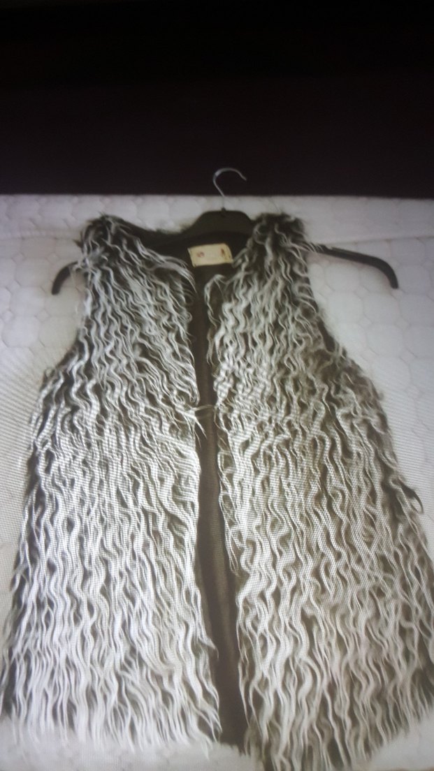 Uzun Bohem Zebra Desenli Kürklü Yelek - Görsel 2