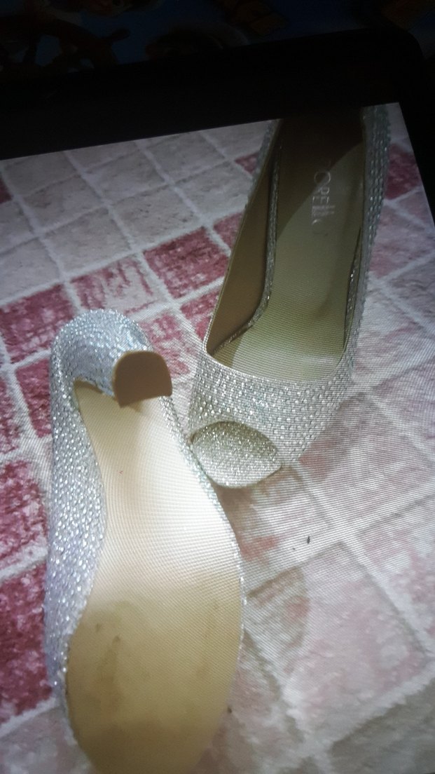 Beyaz Payetli Yüksek Topuklu Kadın Abiye Ayakkabı - Görsel 5