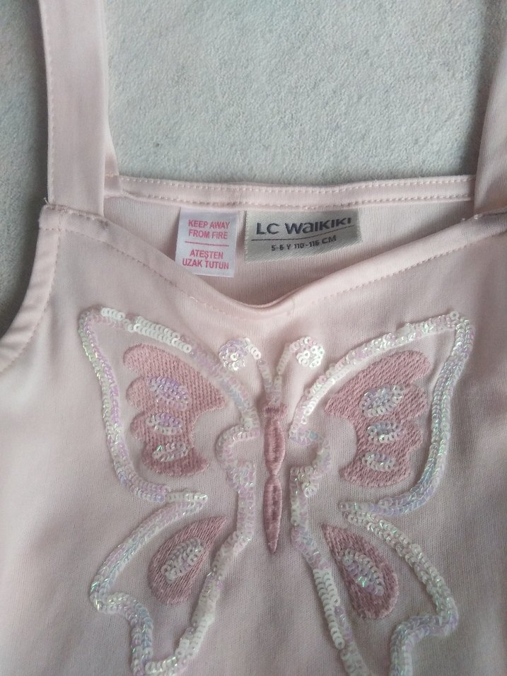 Pembe Kız Çocuk Fırfırlı Elbise - Görsel 4