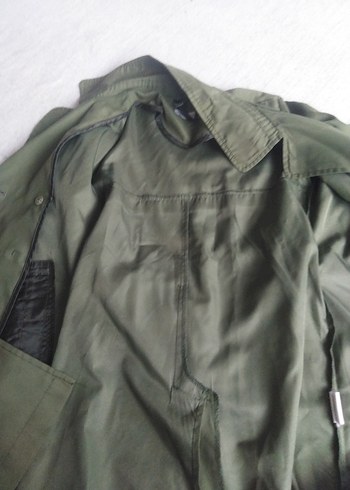 Düğmeli Yeşil Kadın Trençkot - Görsel 3