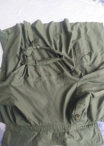 Düğmeli Yeşil Kadın Trençkot - Görsel 5