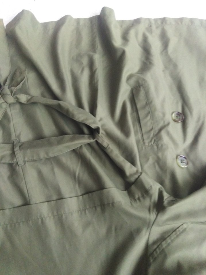 Düğmeli Yeşil Kadın Trençkot - Görsel 4