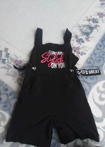 Kızlar İçin Siyah Gotik Askılı Tulum - Görsel 2