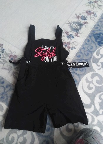 Kızlar İçin Siyah Gotik Askılı Tulum - Görsel 3