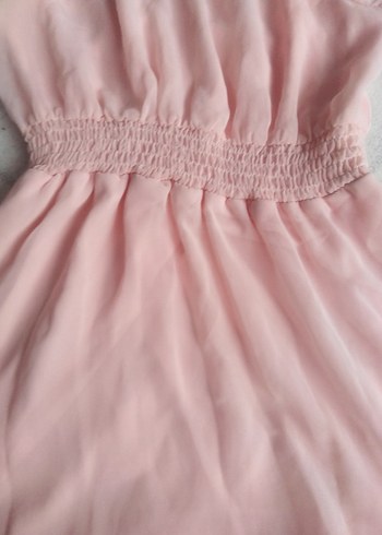 Pembe Kız Çocuk Keten Elbise - Görsel 3