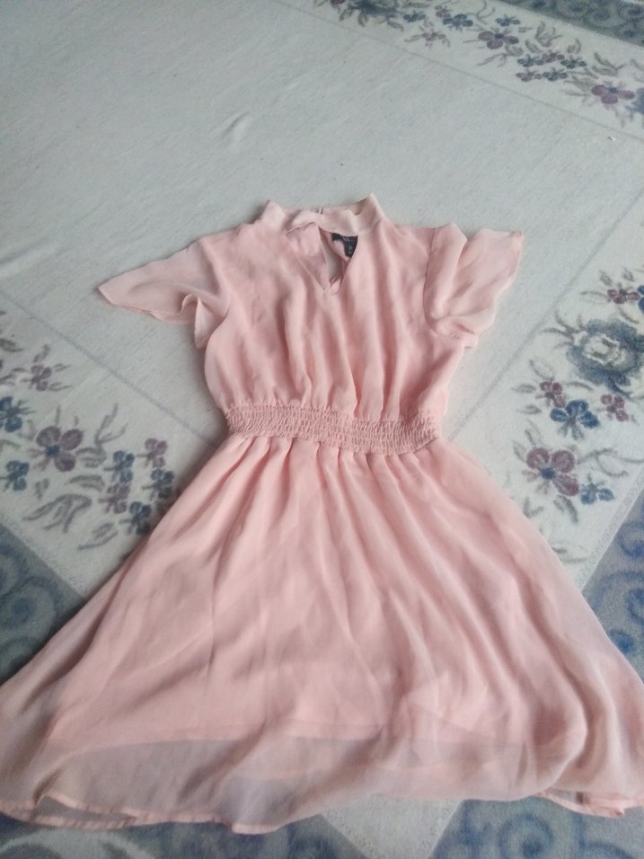 Pembe Kız Çocuk Keten Elbise - Görsel 2